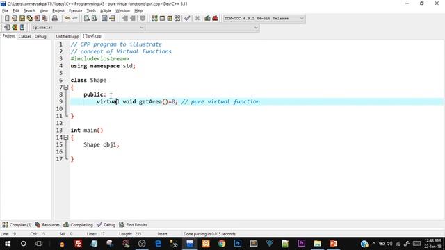 Pure Virtual Functions in C++ | C++ Programming tutorials for Beginners смотреть онлайн