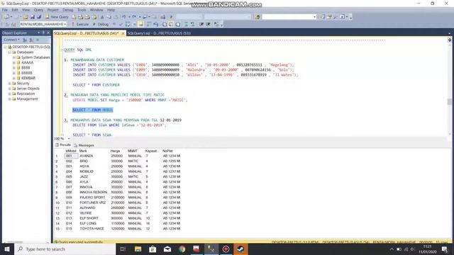 CARA MEMBUAT DATABASE RENTAL MOBIL MENGGUNAKAN SQL SERVER MANAGEMENT STUDIO 2012 смотреть онлайн