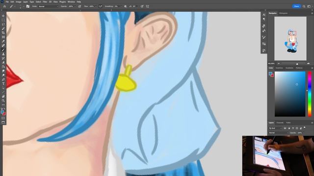 DIGITAL ART - TIME LAPSE - Blue Girl - Drawing and painting in Photoshop!!! смотреть онлайн