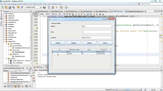 5 Insert Update Delete Select CRUD OPERATION USING JAVA JDBC Connection смотреть онлайн