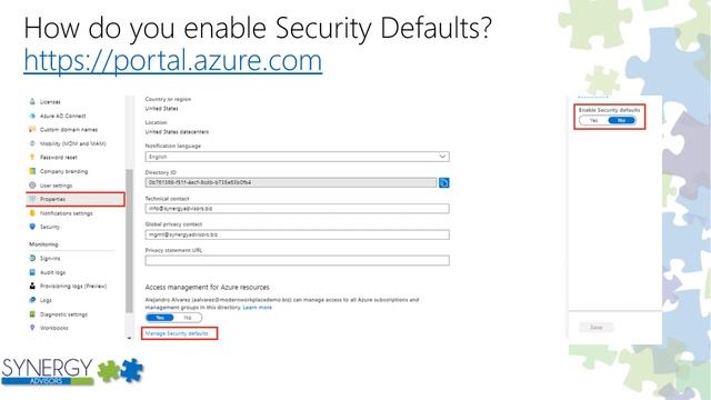Azure Active Directory Security Defaults US смотреть онлайн