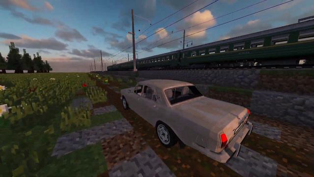 ПОЕЗДКА НА ГАЗ-24 И ПРОЕЗД ЭР2К МИМО В МАЙНКРАФТЕ смотреть онлайн