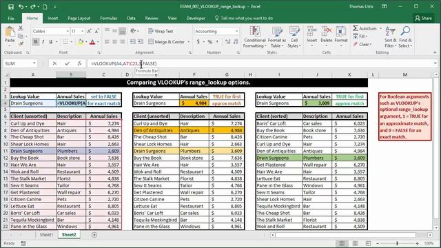 Excel It In a Minute #7: VLOOKUP -- The range_lookup argument смотреть онлайн