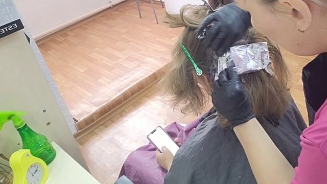 Coloring Gray Hair. Highlighting Of Hair. Hair Toning