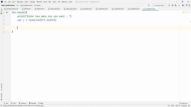 Kotlin Basics - Array Part-1 - Practical Demo to find an average of N nos stored in Array смотреть онлайн