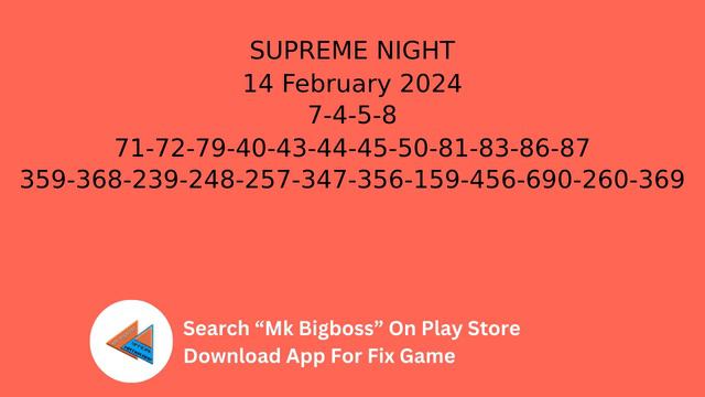 14 February 2024 supreme night fix otc supreme night jodi matka supreme matka result смотреть онлайн