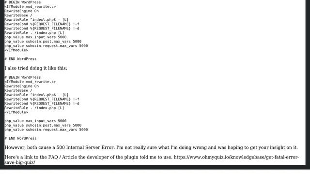 Wordpress: 500 Internal Server Error when updating htaccess смотреть онлайн