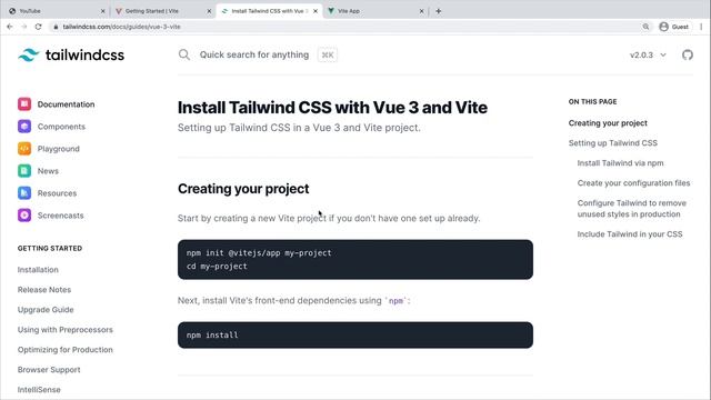 Vue JS Tailwind CSS YouTube клон #1 - Установка Vue и Tailwind