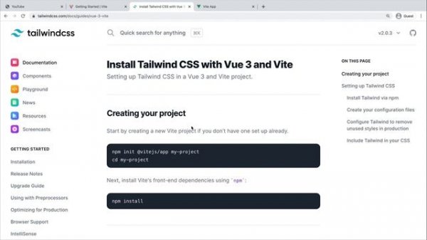 Vue JS Tailwind CSS YouTube клон #1 - Установка Vue и Tailwind
