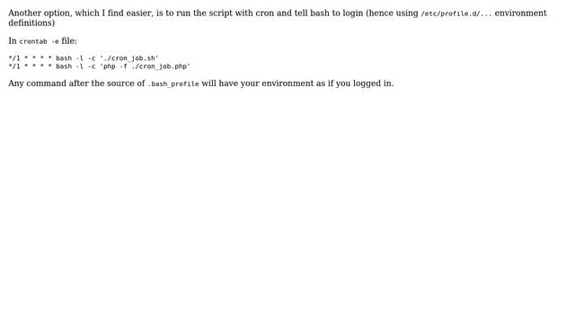 Unix & Linux: How can I run a cron command with existing environmental variables? (10 Solutions!!) смотреть онлайн