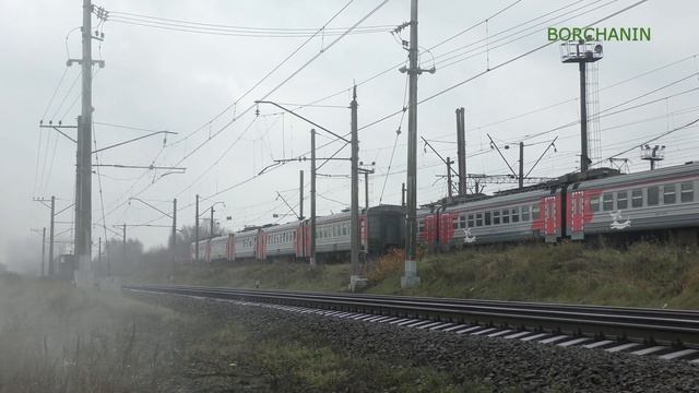 Паровоз П136-0120 с туристическим поездом до Коломны и автомотриса СЕВЕР-014 смотреть онлайн