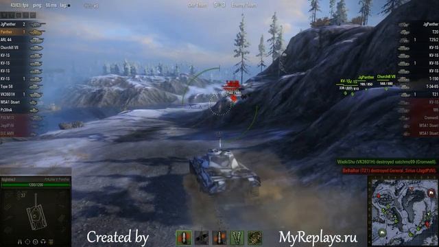 WOT: Arctic Region - PzKpfw V Panther - 3 frags смотреть онлайн