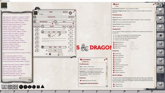 Fantasy Grounds Unity - D&D 5E - Player's Handbook - Bard Class - Character Creation (Part 2) смотреть онлайн