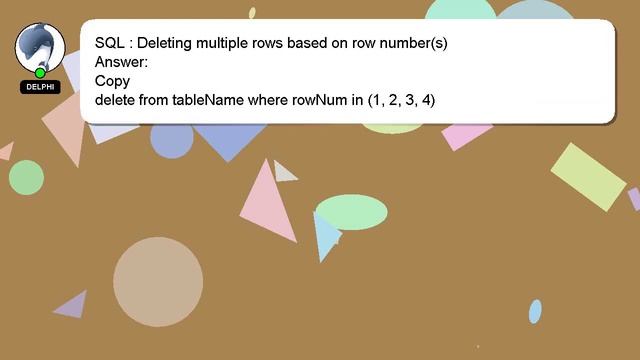 SQL : Deleting multiple rows based on row number(s) смотреть онлайн