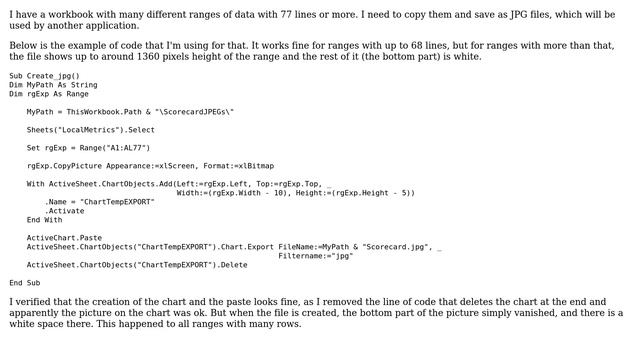 Excel 2007 VBA Export range as jpg file is truncating picture смотреть онлайн