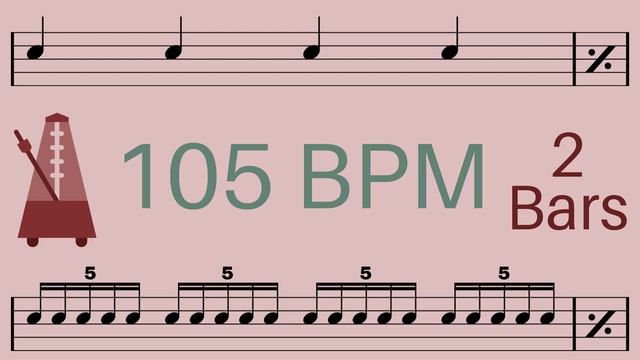 Metronome Click Track - 2 Bars Quarter to Quintuplet Notes 105 bpm - Smartronome смотреть онлайн