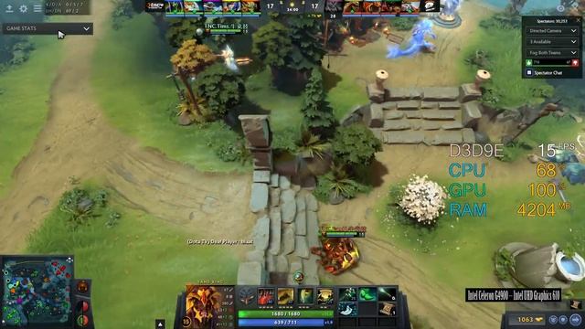 Intel UHD Graphics 610 -- Intel Celeron G4900 -- Dota 2 FPS Test DX9