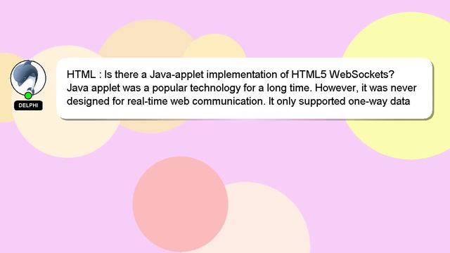 HTML : Is there a Java-applet implementation of HTML5 WebSockets? смотреть онлайн