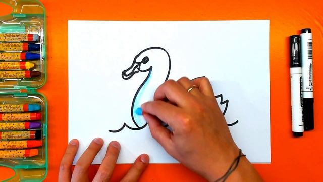 Рисуем ЛЕБЕДЯ - Урок рисования для детей от 3 лет смотреть онлайн