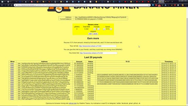 Banano miner новый способ добывать много banano . Бесплатная криптовалюта смотреть онлайн