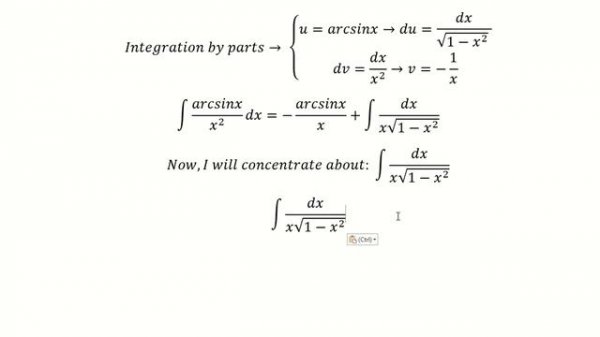 Calculus Help: Integral of arcsinx/x^2 dx - Integration by parts and substitution