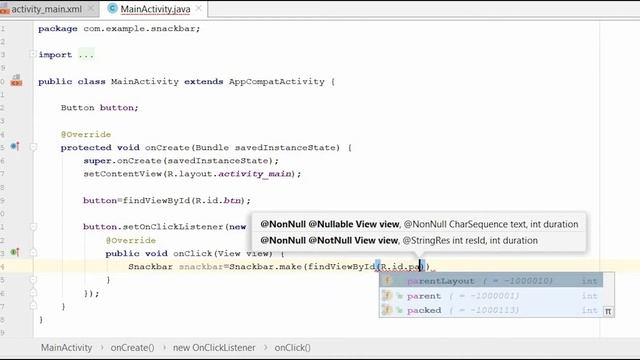 Snackbar in Android Studio | Snackbar on Button Click Event смотреть онлайн