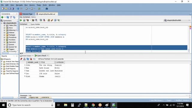 FULL OUTER join - Lab Practice | Oracle SQL fundamentals смотреть онлайн