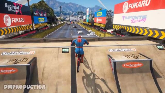 SpiderMan, Hulk And Superheroes EXTREME BIKE RACE (Funny Contest Video) #199 смотреть онлайн