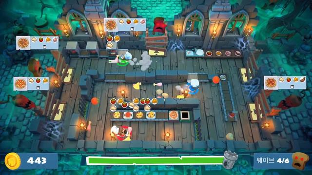 [Overcooked 2] Night Of The Hangry Horde / Zombie 8 / 3 Player Co-op / 100% Full Health - 오버쿡드 3인