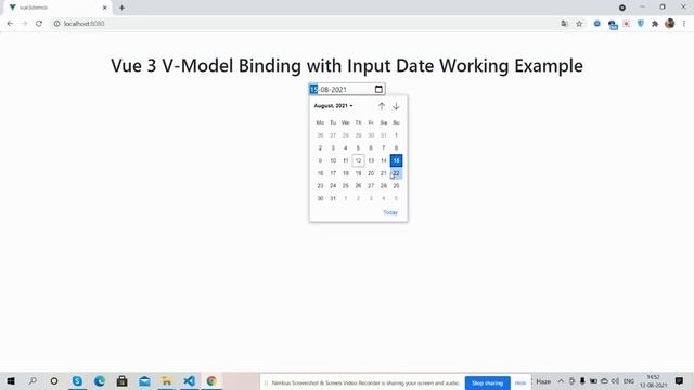 Vue 3 V-Model Binding with Input Type Date Working Example смотреть онлайн
