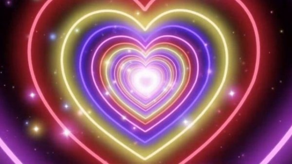 Гипнотическое сердце Тик Ток Neon Lights Love Heart Tunnel and Romantic Abstract Glow Particles