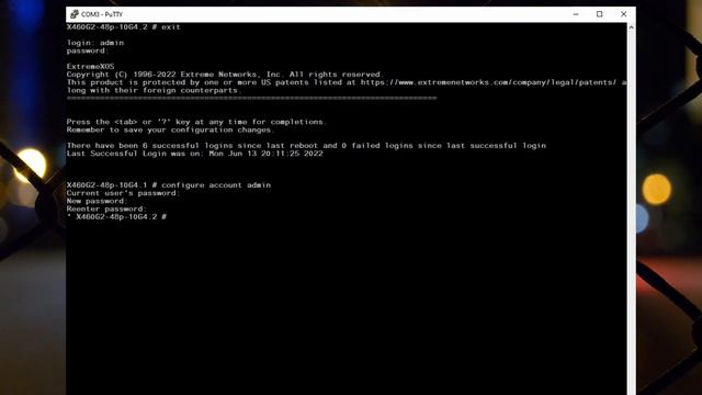 Network Switch admin Password Setup for X460-G2 in CLI #extremenetworks смотреть онлайн