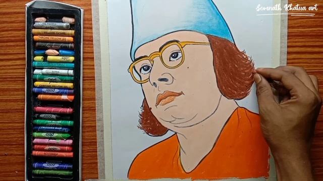 Kazi Najrul Islam jayanti drawing with oil pastel।How to draw Najrul Islam Face easy step by step смотреть онлайн