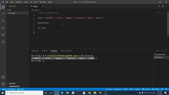 del method in Python List смотреть онлайн