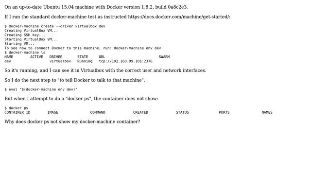 DevOps & SysAdmins: docker-machine Virtualbox container not showing in docker ps смотреть онлайн