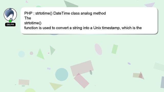PHP : strtotime() DateTime class analog method смотреть онлайн