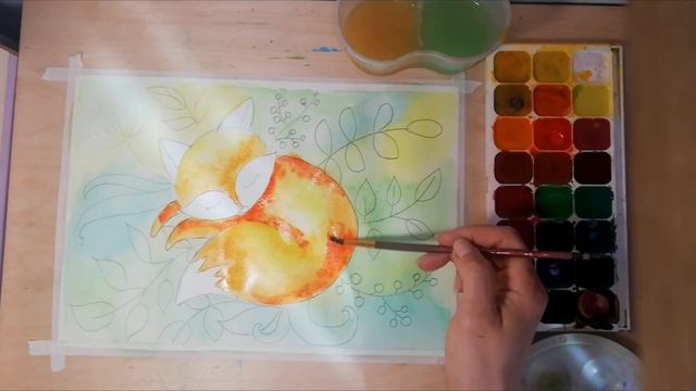 Акварель. Рисуем лисичку / РИСУЙ С НАМИ! смотреть онлайн
