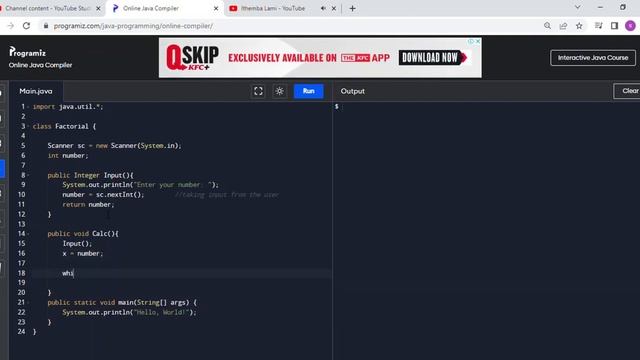 Factorial java program - taking input from the user #java #javatutorial смотреть онлайн