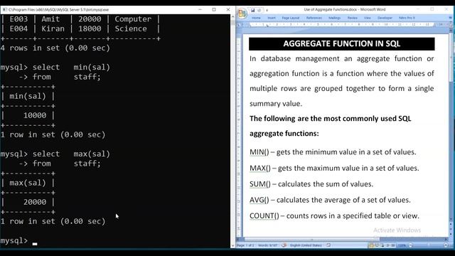 Aggregate Functions in SQL, Rajesh DAV Classes смотреть онлайн