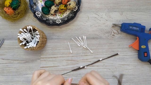 Поделка на Пасху . Верба из ватных палочек. Вторая часть. смотреть онлайн