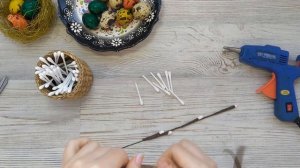 Поделка на Пасху . Верба из ватных палочек. Вторая часть.