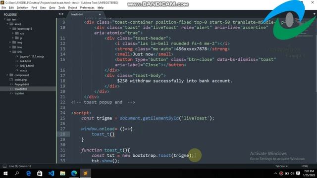 How to make a frequent toast pop-up with Boostrap, JavaScript and HTML смотреть онлайн
