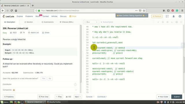 Reverse Linked List LeetCode смотреть онлайн