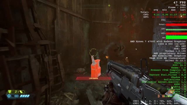 Doom Eternal on Radeon Vega 7 iGPU (Acer Swift 3 Ryzen 7 4700U ) - Gameplay Benchmark Test смотреть онлайн
