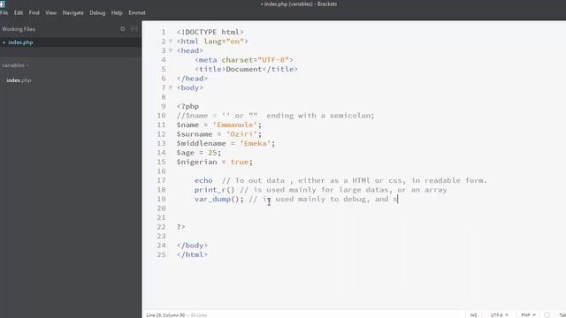 Variables and data Types in php смотреть онлайн