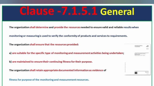 ISO 9001 clause 7.1.5 Monitoring and Measuring Resources |Sub Clause 7.1.5.1 General | Resource 7.1 смотреть онлайн