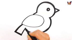 Раскраска Яркая Птичка / Как Нарисовать Птичку / Раскраски Малышам.