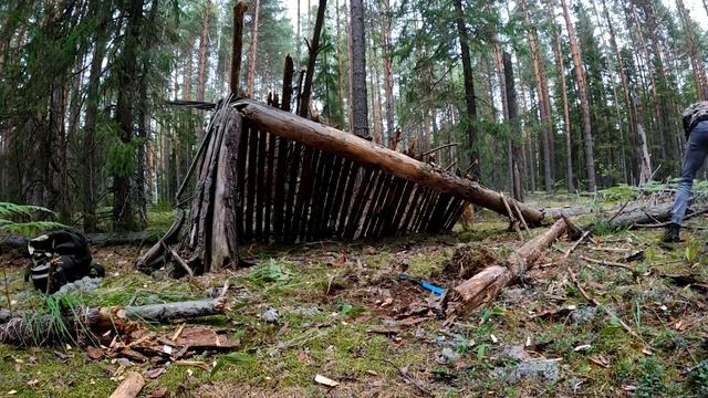 ПОСТРОЙКА УКРЫТИЯ для НОЧЁВКИ в ЛЕСУ! ОДИН В ЛЕСУ Одним топором смотреть онлайн