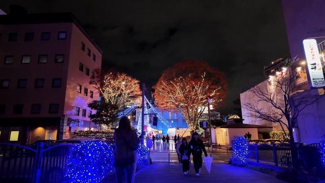 Japan - Fukuoka Night Walk with Christmas Illumination【4K HDR】 смотреть онлайн
