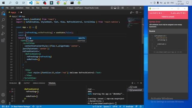 React Native RefreshControl || in Hindi #21 смотреть онлайн